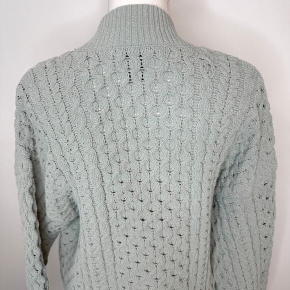 Abercrombie & Fitch Cable Chunky Knit Open Front Cardigan Sage Green Size Medium - Picture 9 of 12